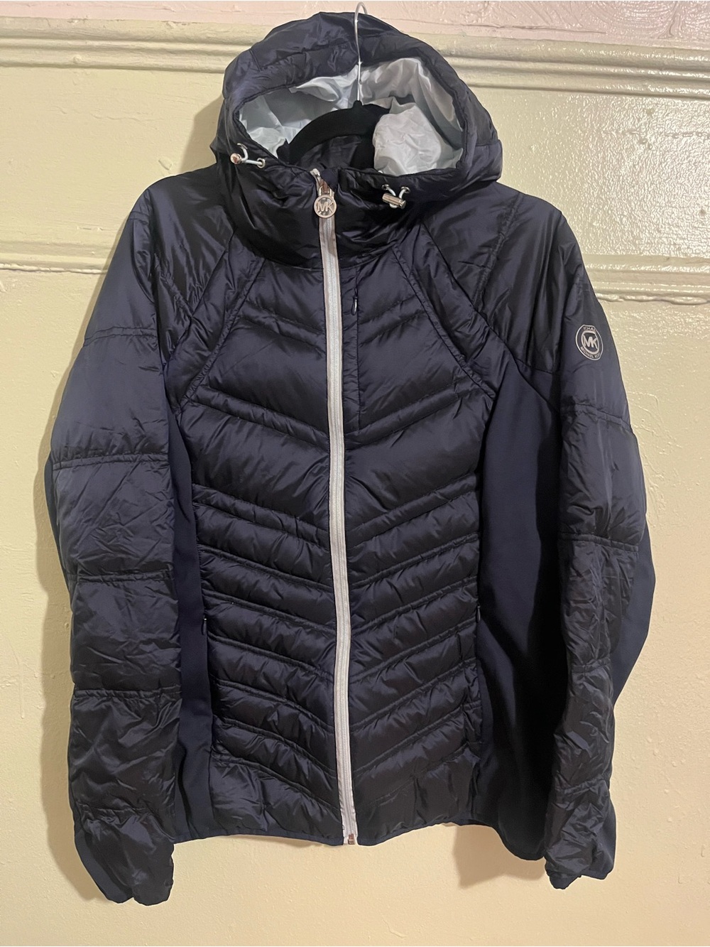 Michael Kors Women's Navy Hooded Packable Puffer Jacket - Lightweight Warmth